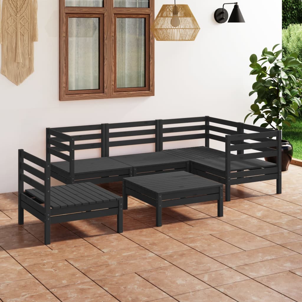 6 Piece Garden Lounge Set Solid Pinewood