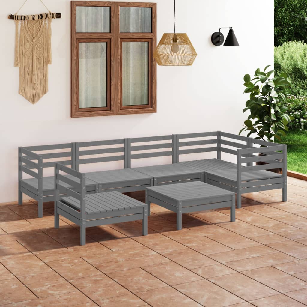 7 Piece Garden Lounge Set Solid Pinewood