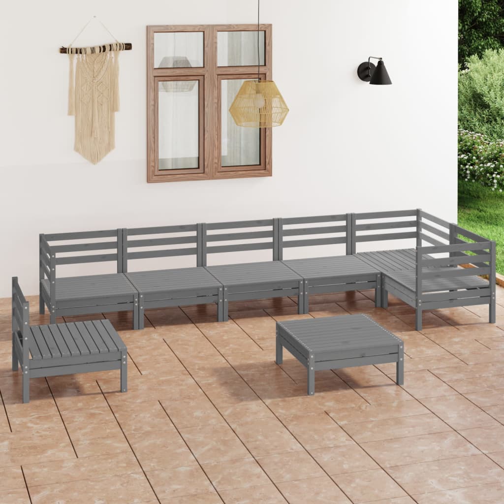 8 Piece Garden Lounge Set Solid Pinewood