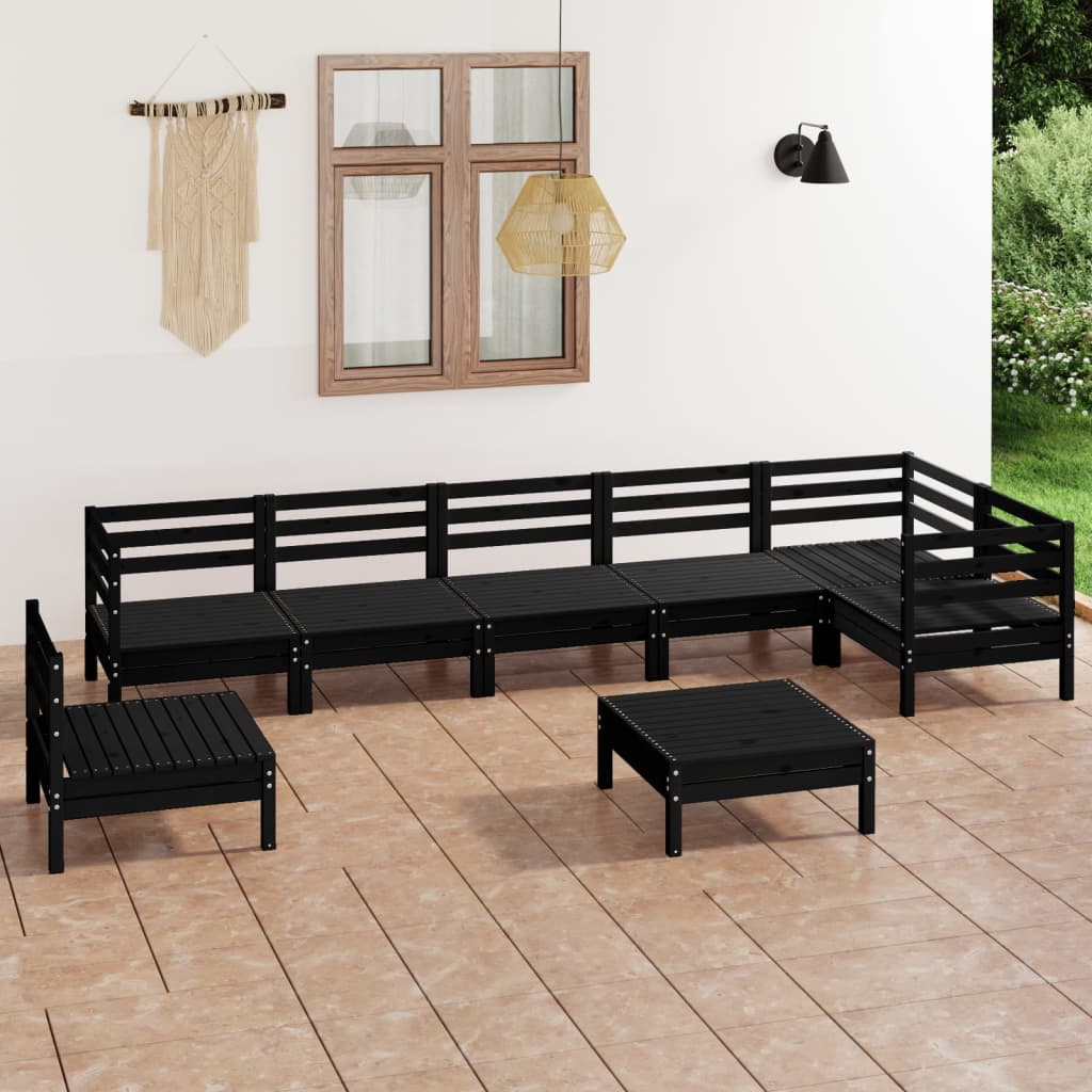 8 Piece Garden Lounge Set Solid Pinewood