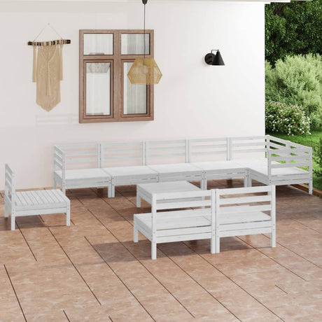 10 Piece Garden Lounge Set Solid Wood Pine