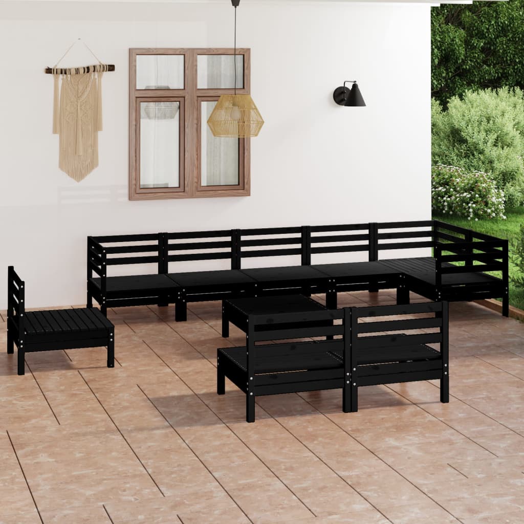 10 Piece Garden Lounge Set Solid Wood Pine