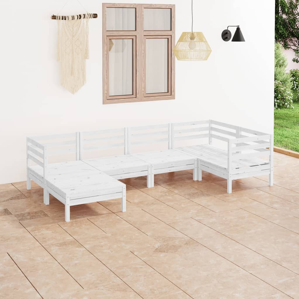 6 Piece Garden Lounge Set Solid Wood Pine