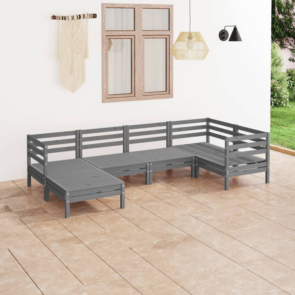 6 Piece Garden Lounge Set Solid Wood Pine