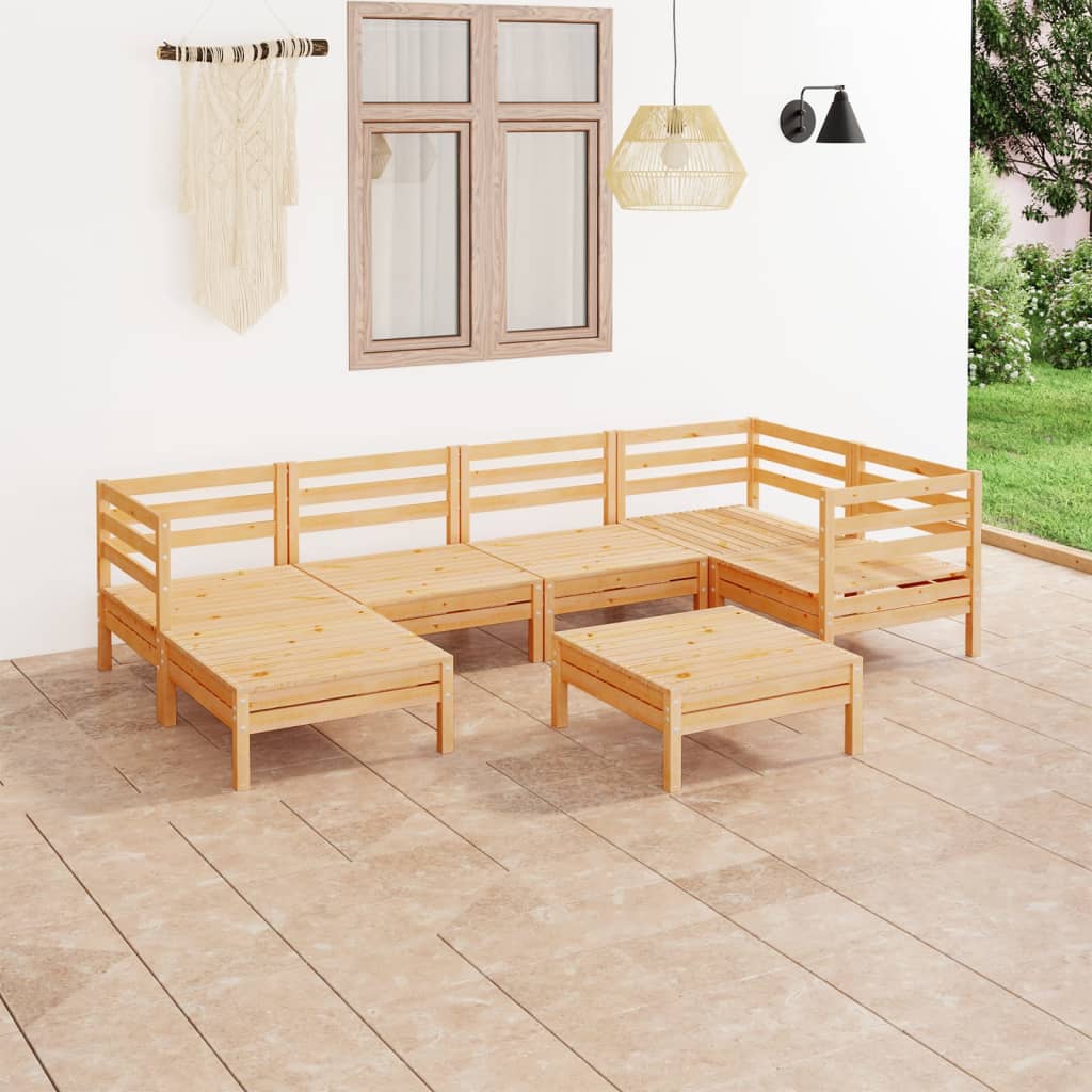 7 Piece Garden Lounge Set Solid Wood Pine