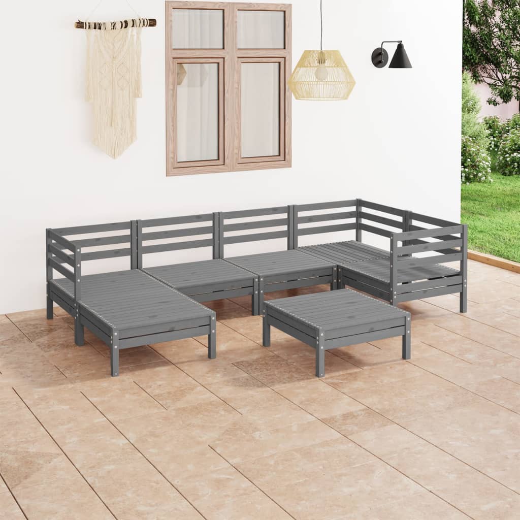 7 Piece Garden Lounge Set Solid Wood Pine