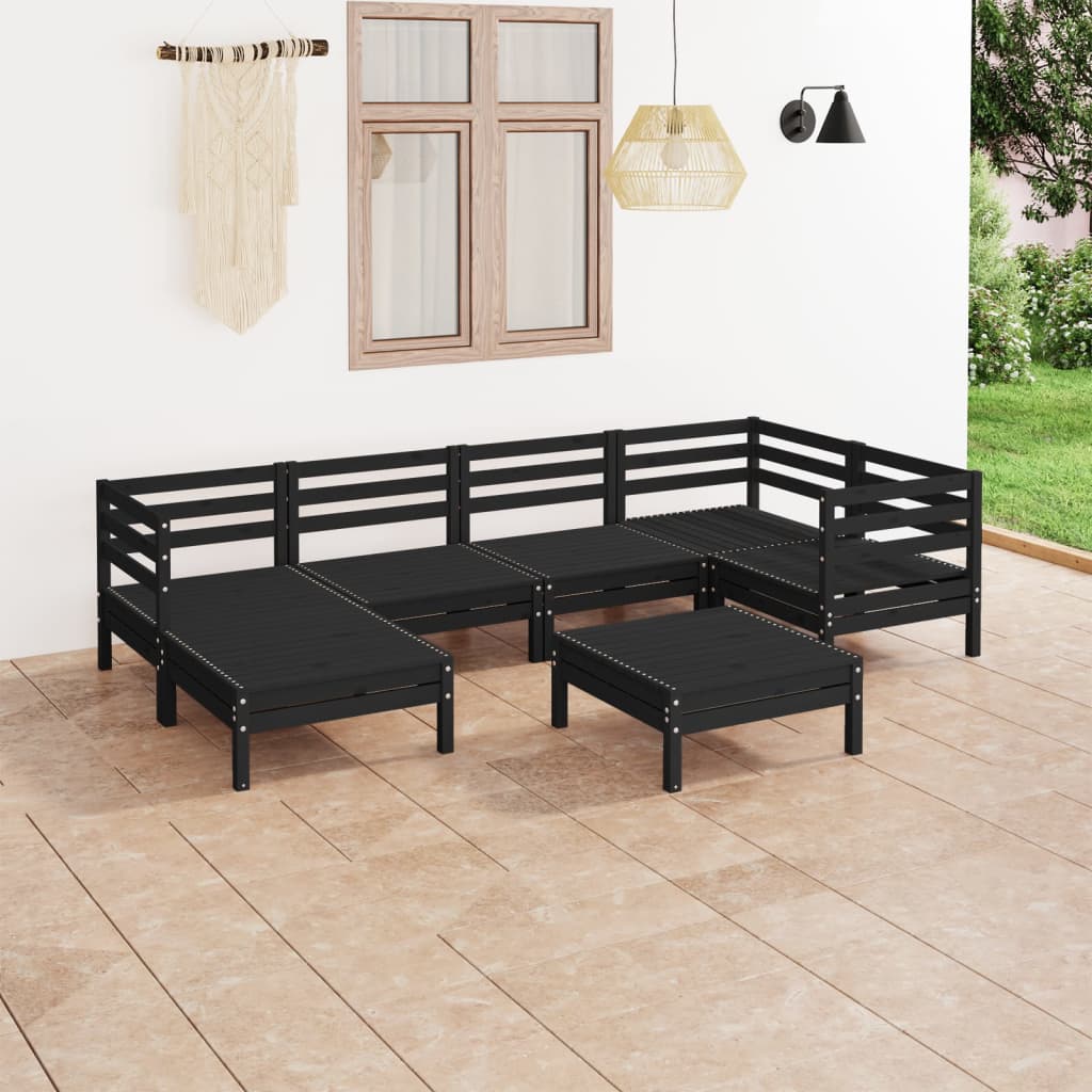7 Piece Garden Lounge Set Solid Wood Pine