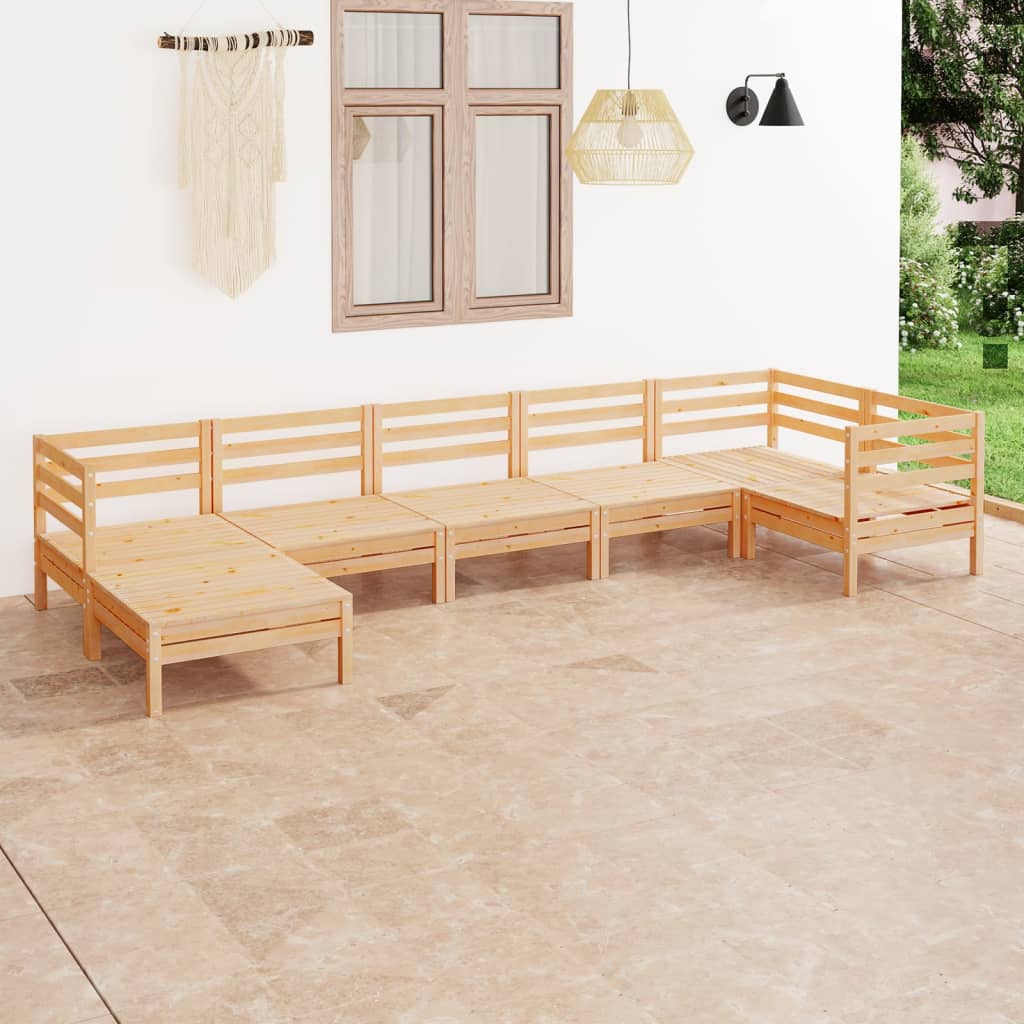 7 Piece Garden Lounge Set Solid Wood Pine