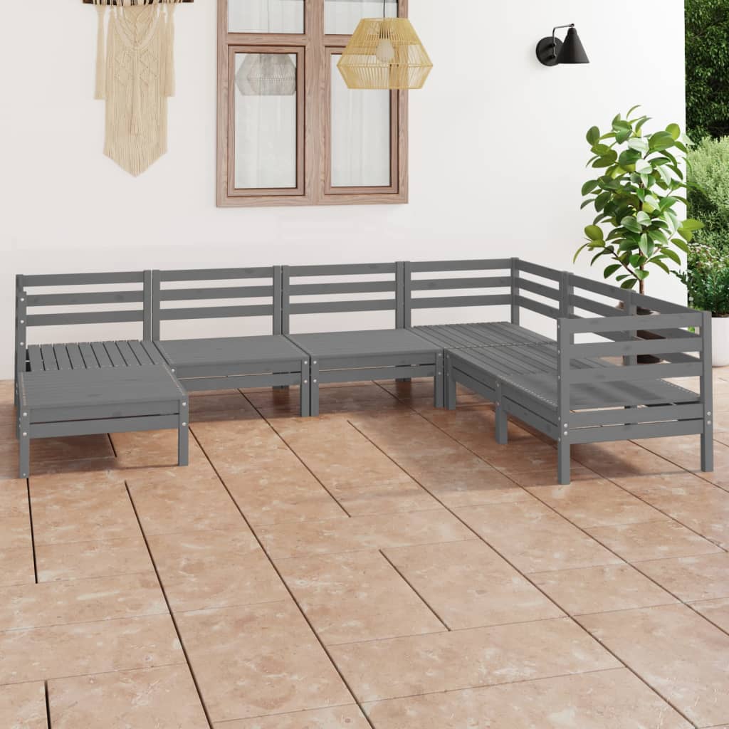 7 Piece Garden Lounge Set Solid Wood Pine
