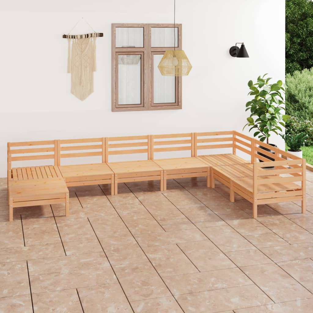 8 Piece Garden Lounge Set Solid Wood Pine