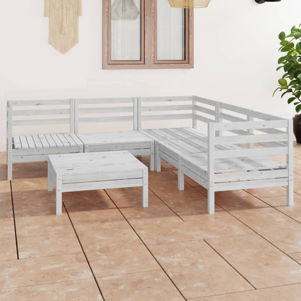 6 Piece Garden Lounge Set Solid Wood Pine