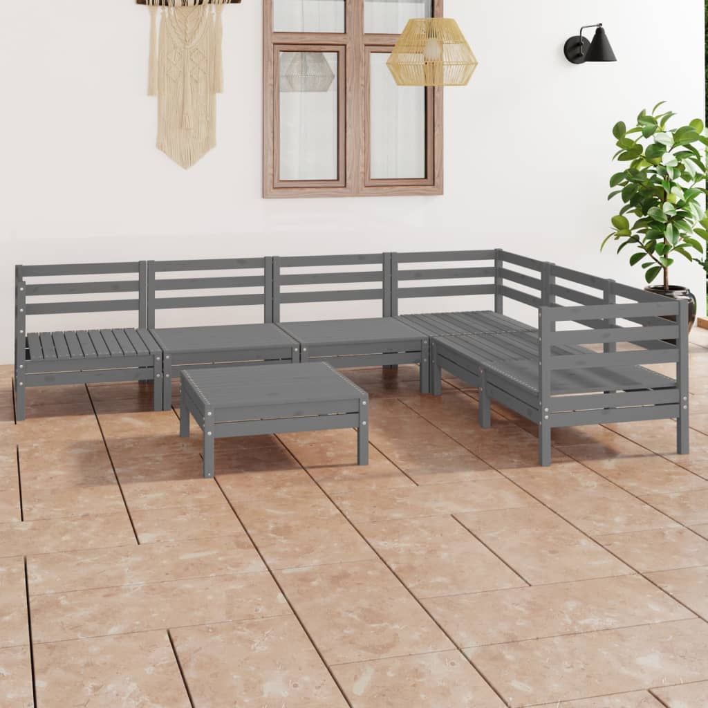 7 Piece Garden Lounge Set Solid Wood Pine