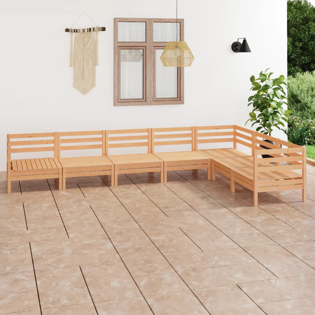 7 Piece Garden Lounge Set Solid Wood Pine
