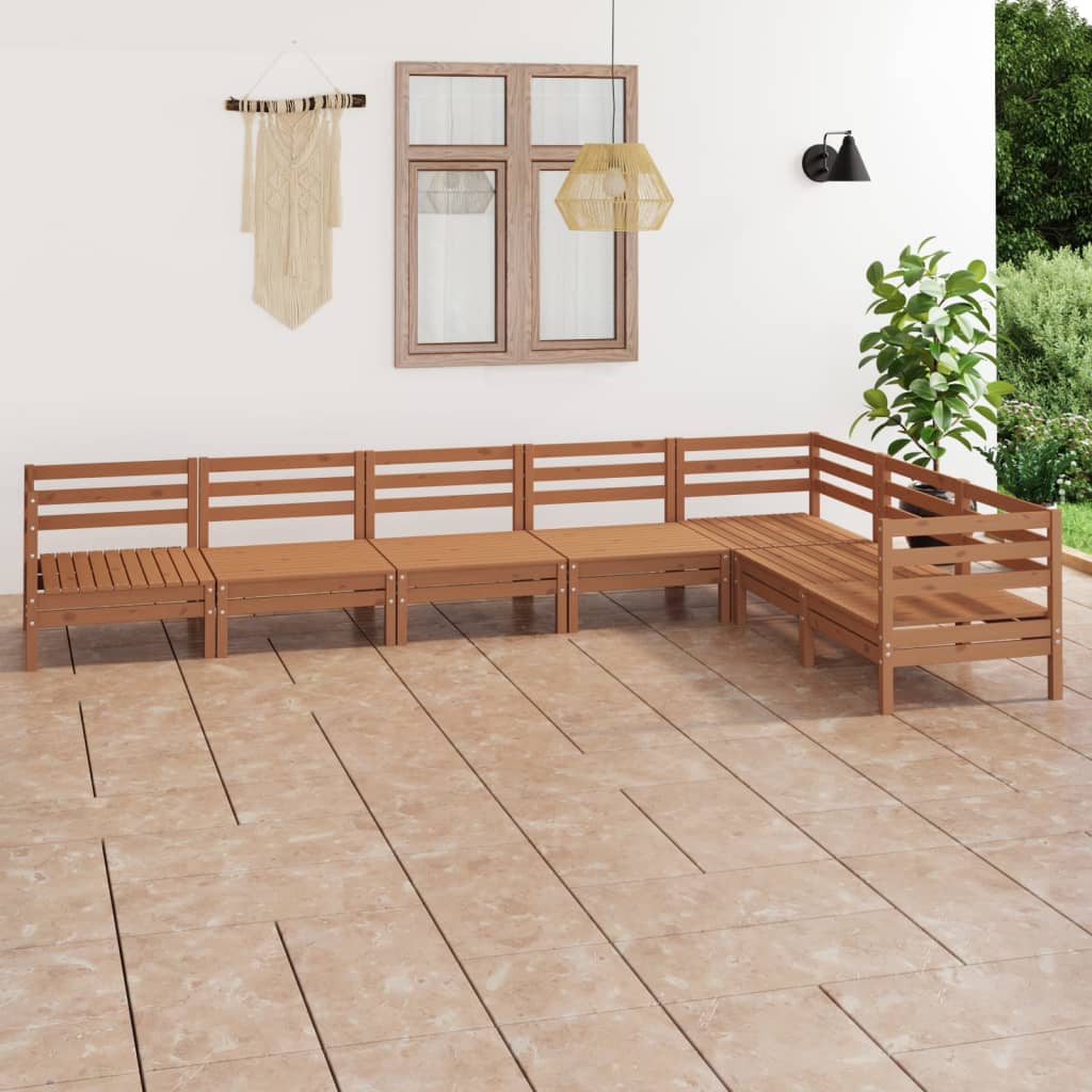 7 Piece Garden Lounge Set Solid Wood Pine