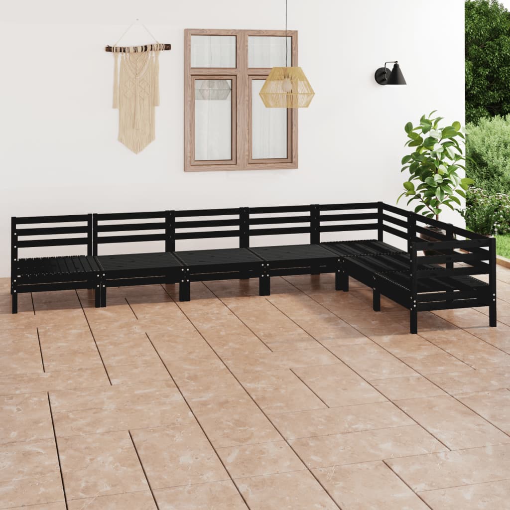 7 Piece Garden Lounge Set Solid Wood Pine