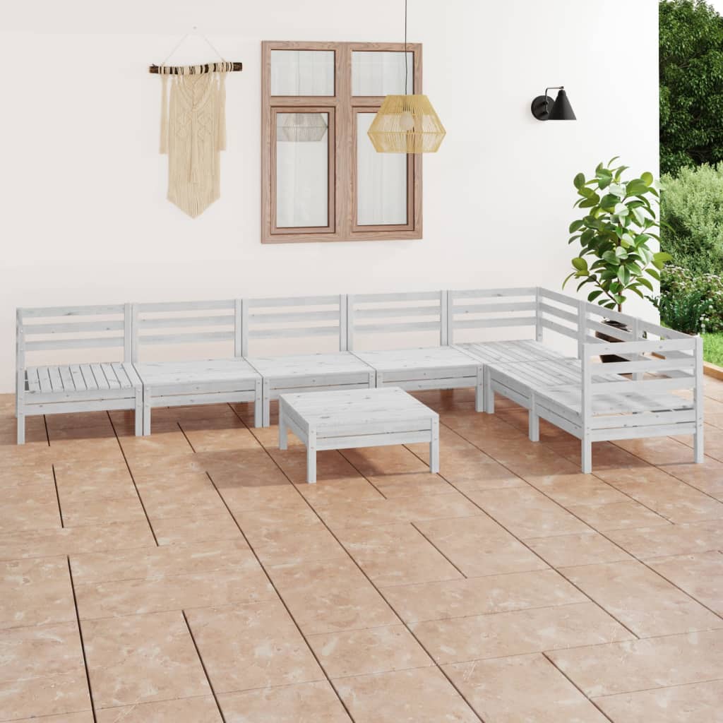 8 Piece Garden Lounge Set Solid Wood Pine