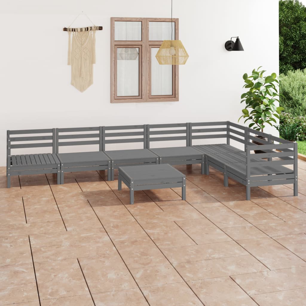8 Piece Garden Lounge Set Solid Wood Pine