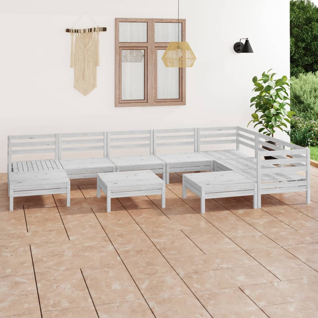10 Piece Garden Lounge Set Solid Wood Pine