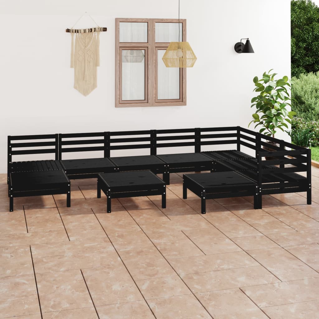 10 Piece Garden Lounge Set Solid Wood Pine