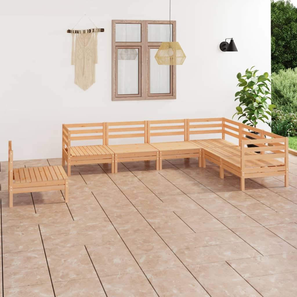 7 Piece Garden Lounge Set Solid Wood Pine