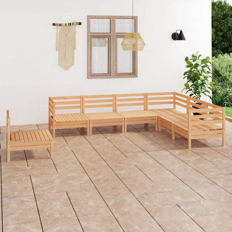 7 Piece Garden Lounge Set Solid Wood Pine