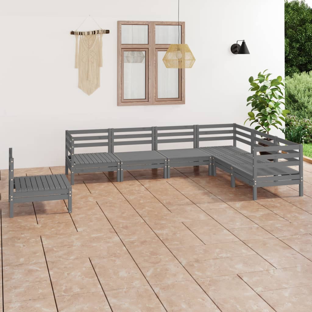 7 Piece Garden Lounge Set Solid Wood Pine