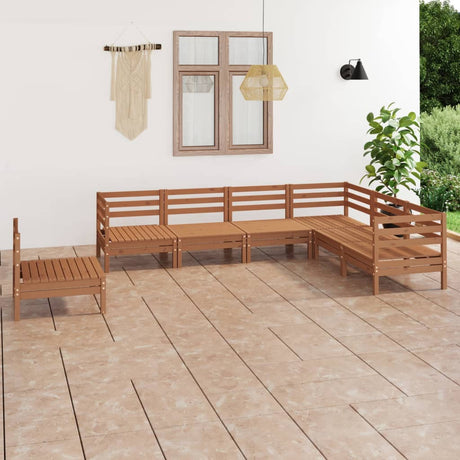 7 Piece Garden Lounge Set Solid Wood Pine