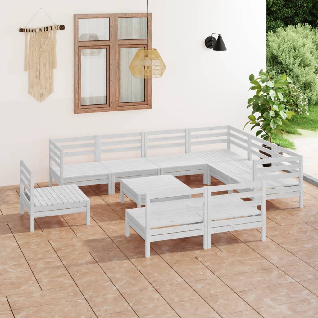 10 Piece Garden Lounge Set Solid Wood Pine