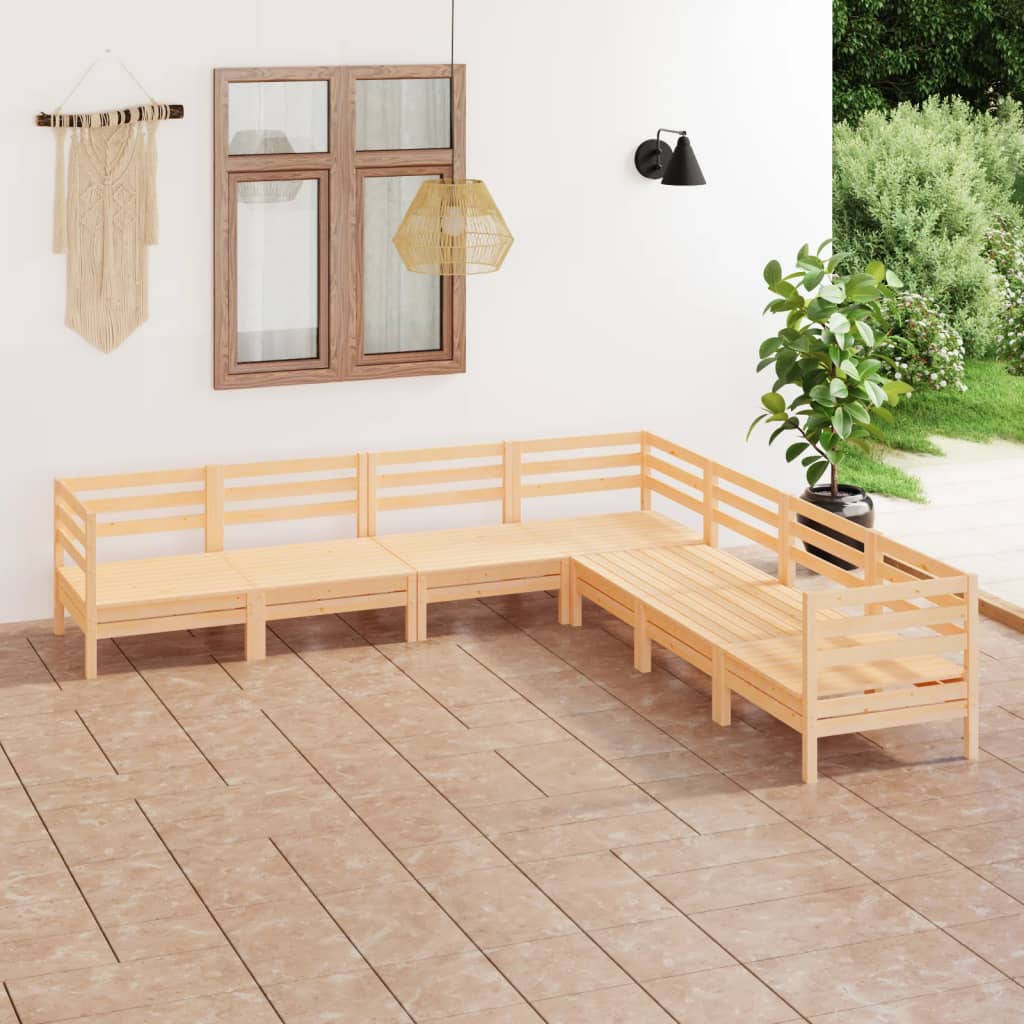 7 Piece Garden Lounge Set Solid Wood Pine