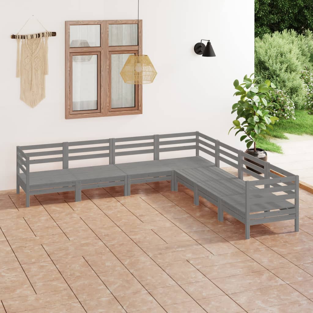 7 Piece Garden Lounge Set Solid Wood Pine