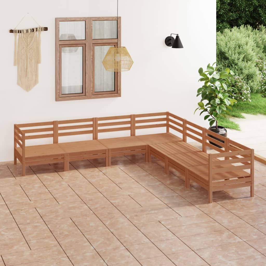 7 Piece Garden Lounge Set Solid Wood Pine