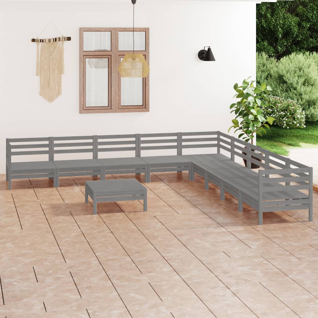 10 Piece Garden Lounge Set Solid Wood Pine