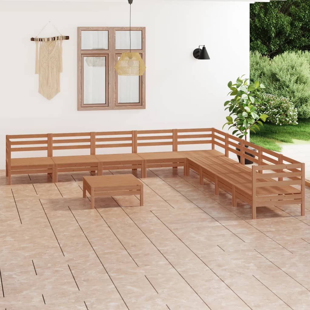 10 Piece Garden Lounge Set Solid Wood Pine