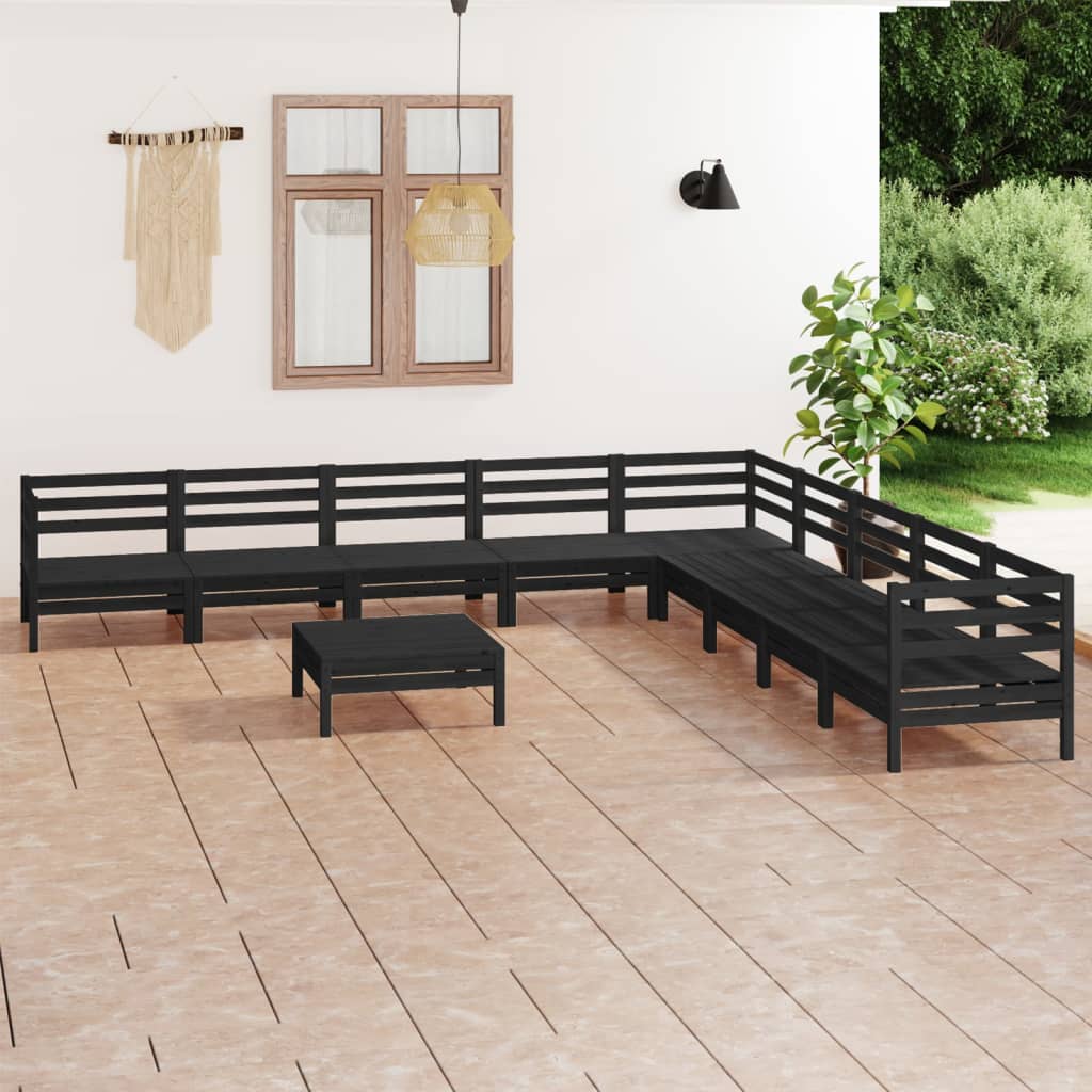 10 Piece Garden Lounge Set Solid Wood Pine