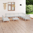 10 Piece Garden Lounge Set Solid Wood Pine
