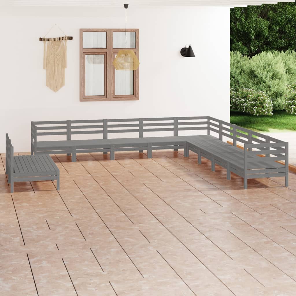 11 Piece Garden Lounge Set Solid Wood Pine