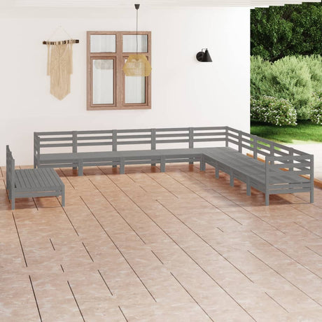 11 Piece Garden Lounge Set Solid Wood Pine