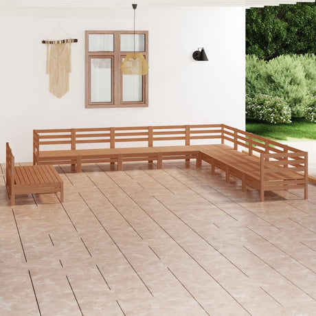 11 Piece Garden Lounge Set Solid Wood Pine