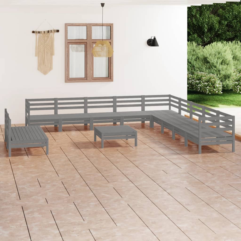 12 Piece Garden Lounge Set Solid Wood Pine