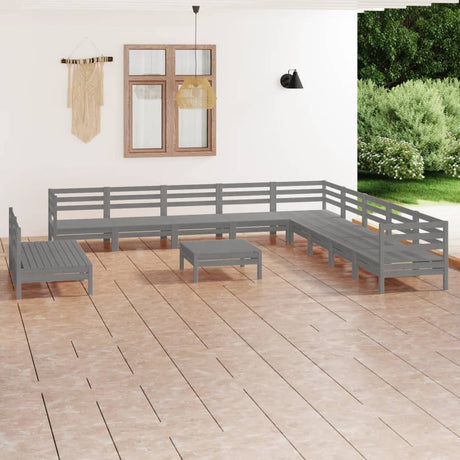 12 Piece Garden Lounge Set Solid Wood Pine