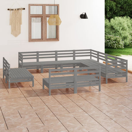 11 Piece Garden Lounge Set Solid Wood Pine