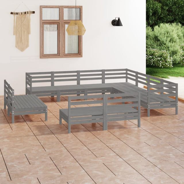 11 Piece Garden Lounge Set Solid Wood Pine