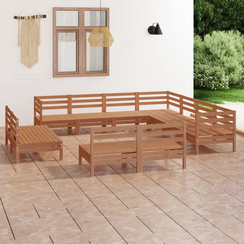 11 Piece Garden Lounge Set Solid Wood Pine