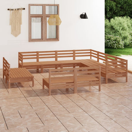 11 Piece Garden Lounge Set Solid Wood Pine