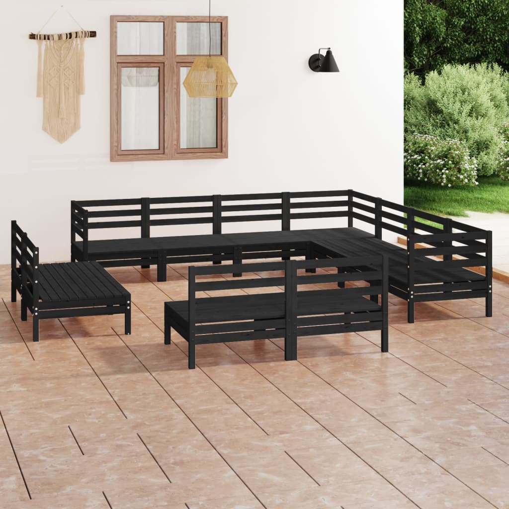 11 Piece Garden Lounge Set Solid Wood Pine