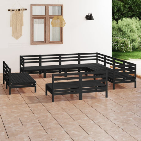 11 Piece Garden Lounge Set Solid Wood Pine