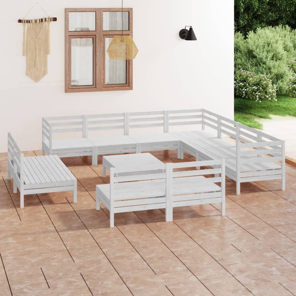 12 Piece Garden Lounge Set Solid Wood Pine