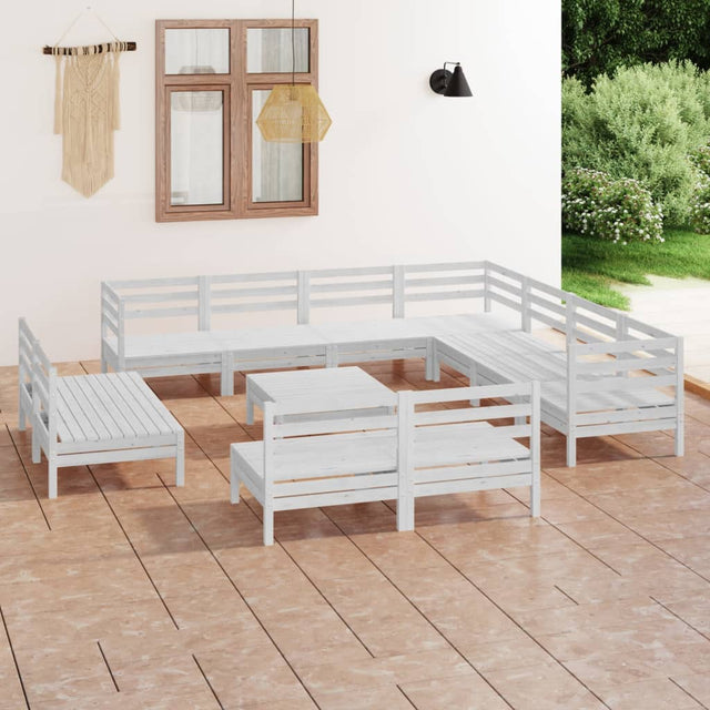 12 Piece Garden Lounge Set Solid Wood Pine