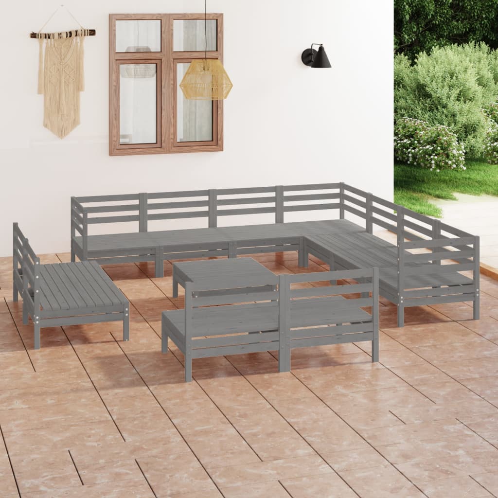 12 Piece Garden Lounge Set Solid Wood Pine