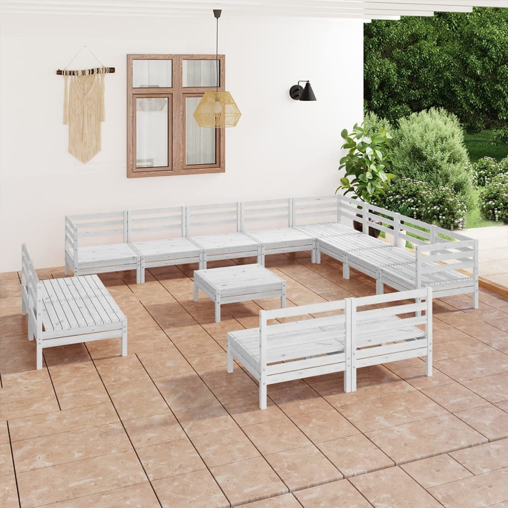 13 Piece Garden Lounge Set Solid Wood Pine